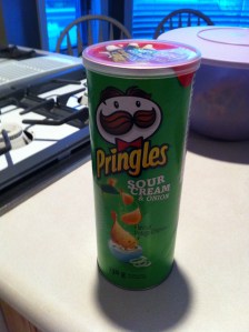 Spies only eat chips in a can. Brand of choice: Pringles.