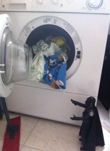 He is a whiz at folding fitted sheets, I don't know how he does it.